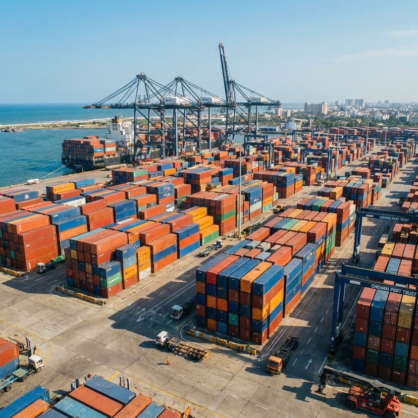 Container operations at Chennai port